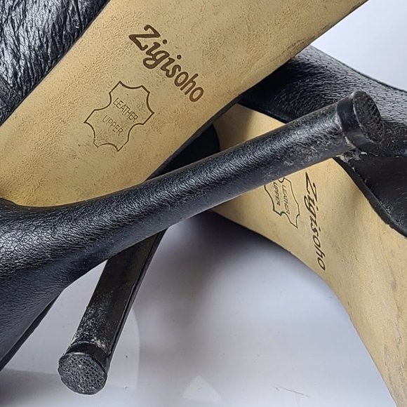Black Leather Zigi Soho Platform Heels sz 6 'Stapl - Picture 8 of 8